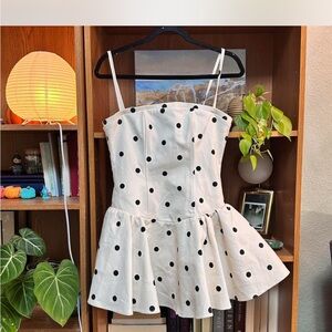 Love Notes White Polka Dot Spaghetti Strap Mini Dress